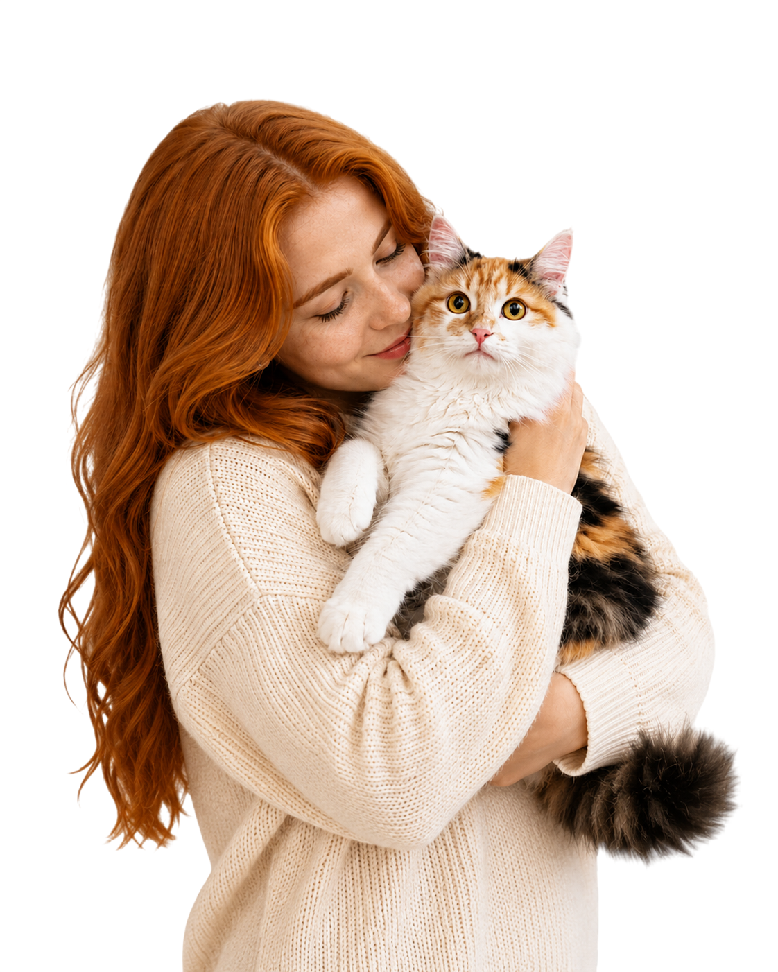 Woman holding a cat